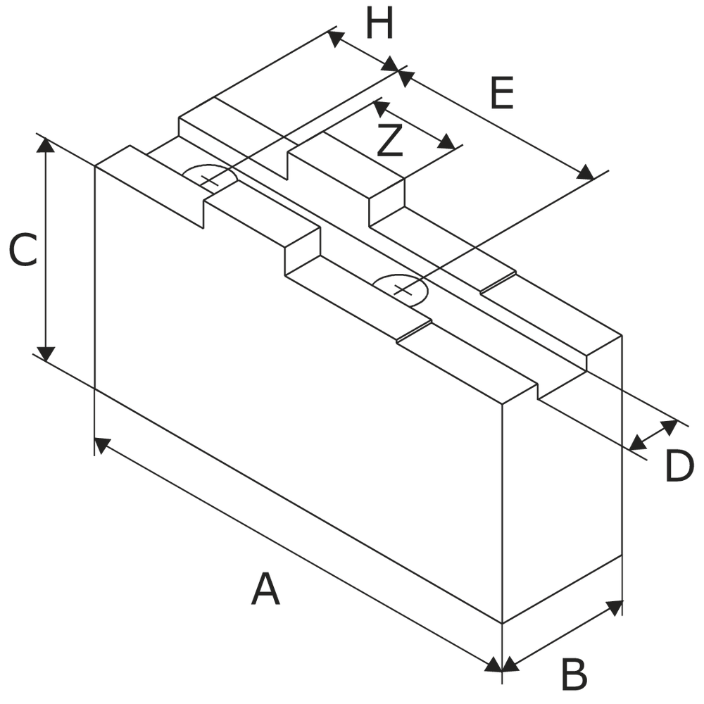 Top jaws, soft, cross tenon C15, 40x40x60mm (3)