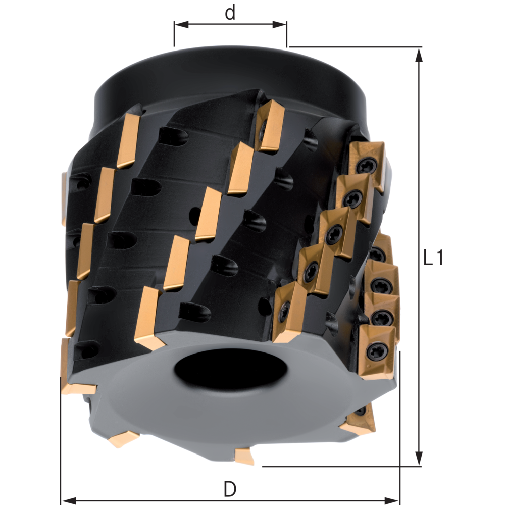 Roughing spiral flute milling cutter 90° 40x16mm, for 12 II AP..1003