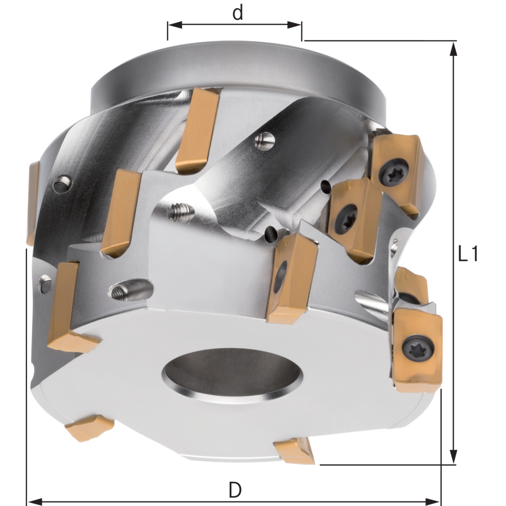 Roughing spiral flute milling cutter 90° 50x27mm, for 6 II AP..1604