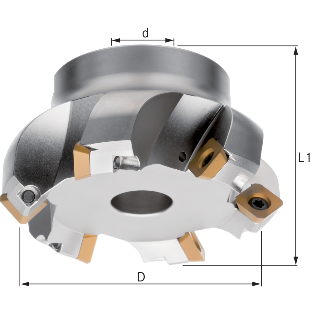 Face milling cutter 45° 40x16mm for 3 indexable inserts SE.. 1204 with IC