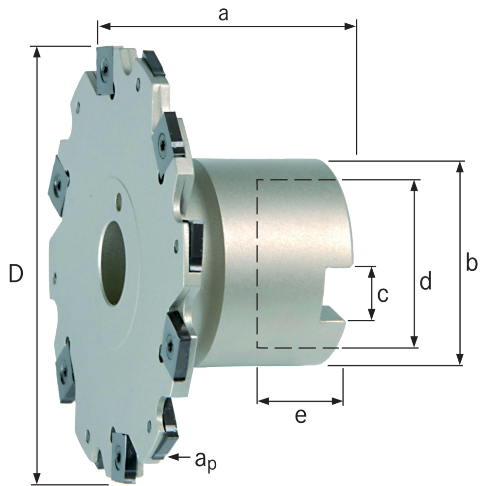 Disc milling cutters with collar 100x27mm, ap= 4mm, for 12 II SNHX1102T