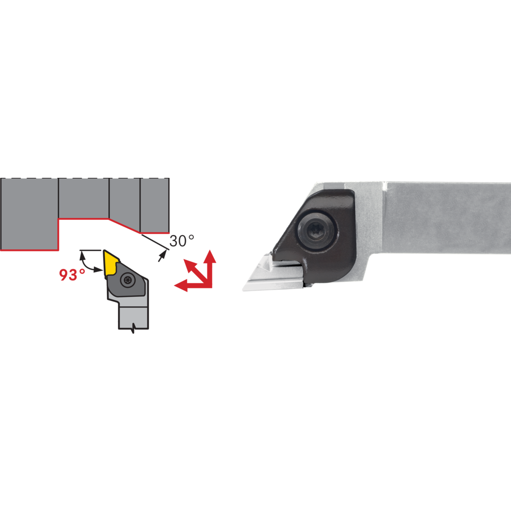 Tool holder CKJN-L 2020 K16, setting angle 93°, for turning inserts KNUX1604..