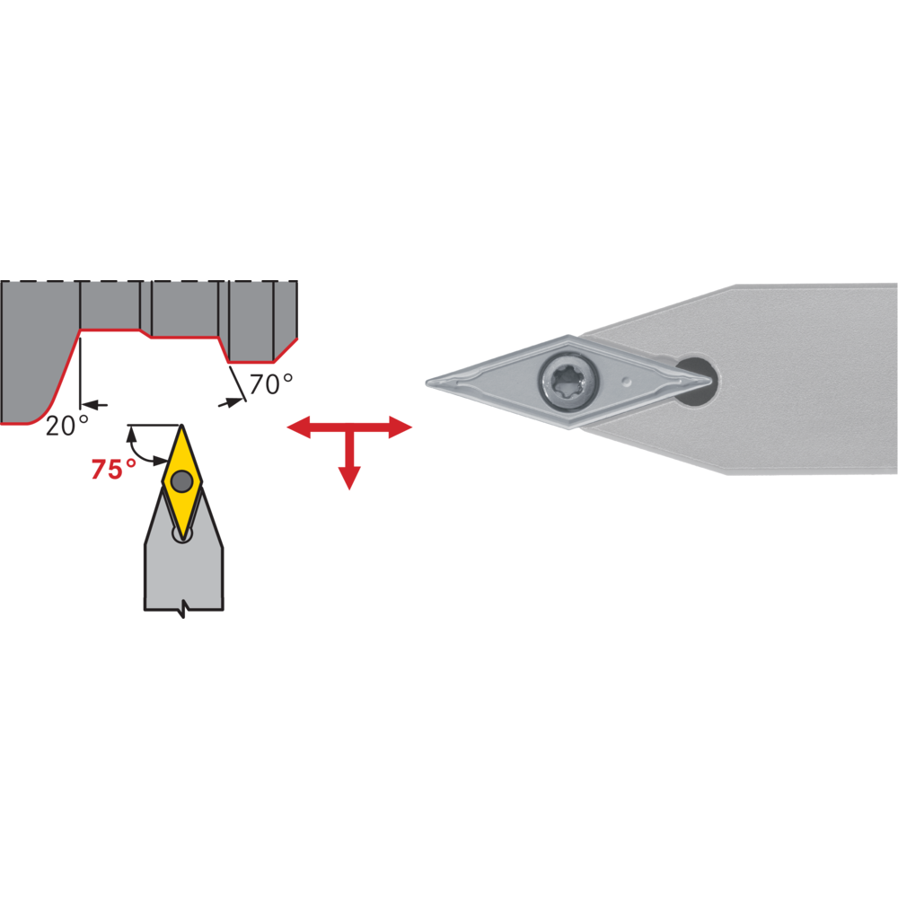 Clamp mount. SVVC-N 2020 K11, setting angle 72.5°, for turning ins. VC.T1103..