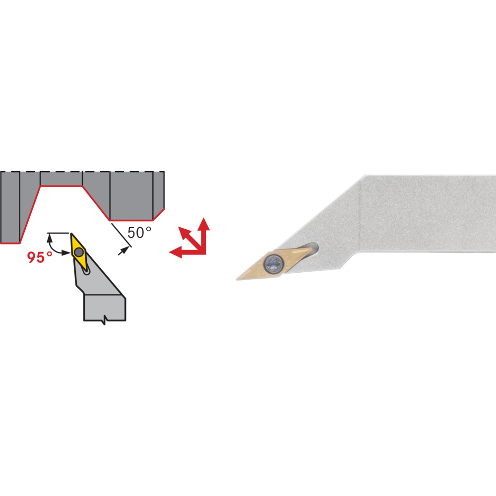 Clamp mount. SVLC-R 0808 D07, setting angle 95°, for turning inserts VC.T0702..