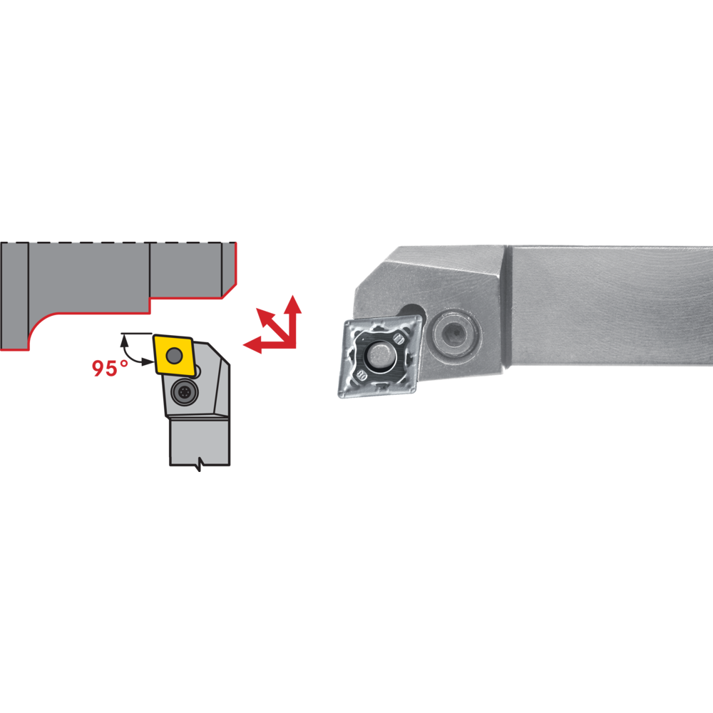 Tool holder PCLN-L 1616 H12, setting angle 95°, for turning inserts CN.1204..