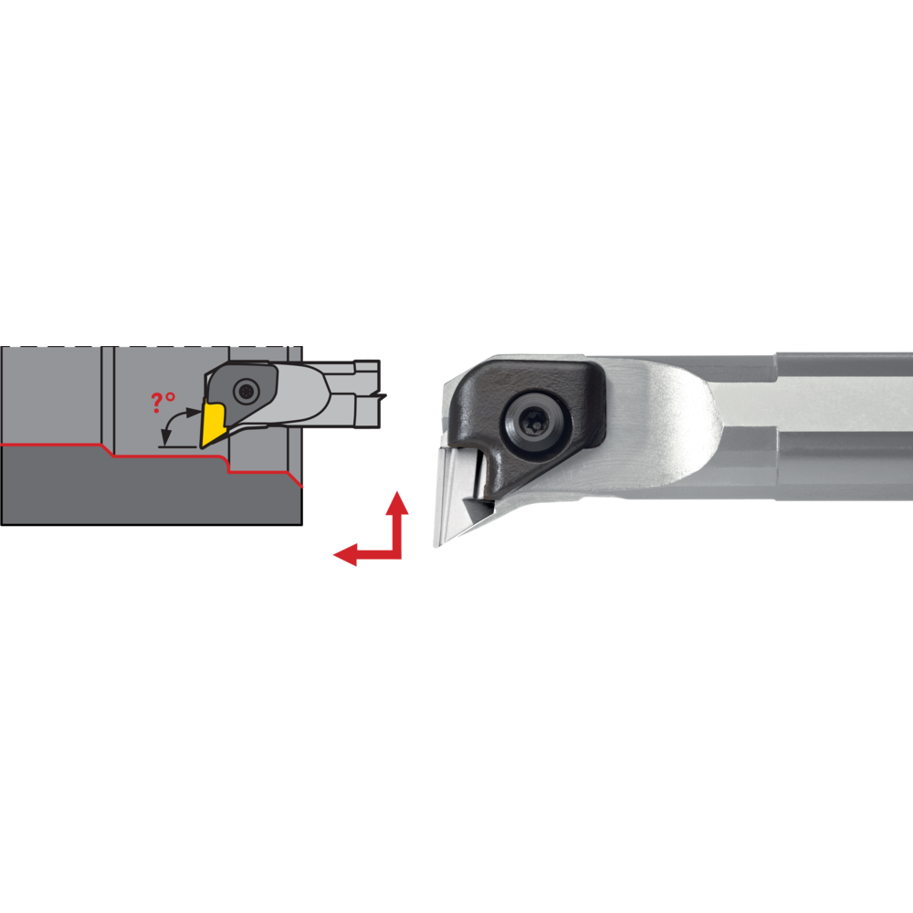 Boring bar S25T CKUN-R-16 setting angle 93°, for turning inserts KNUX1604..