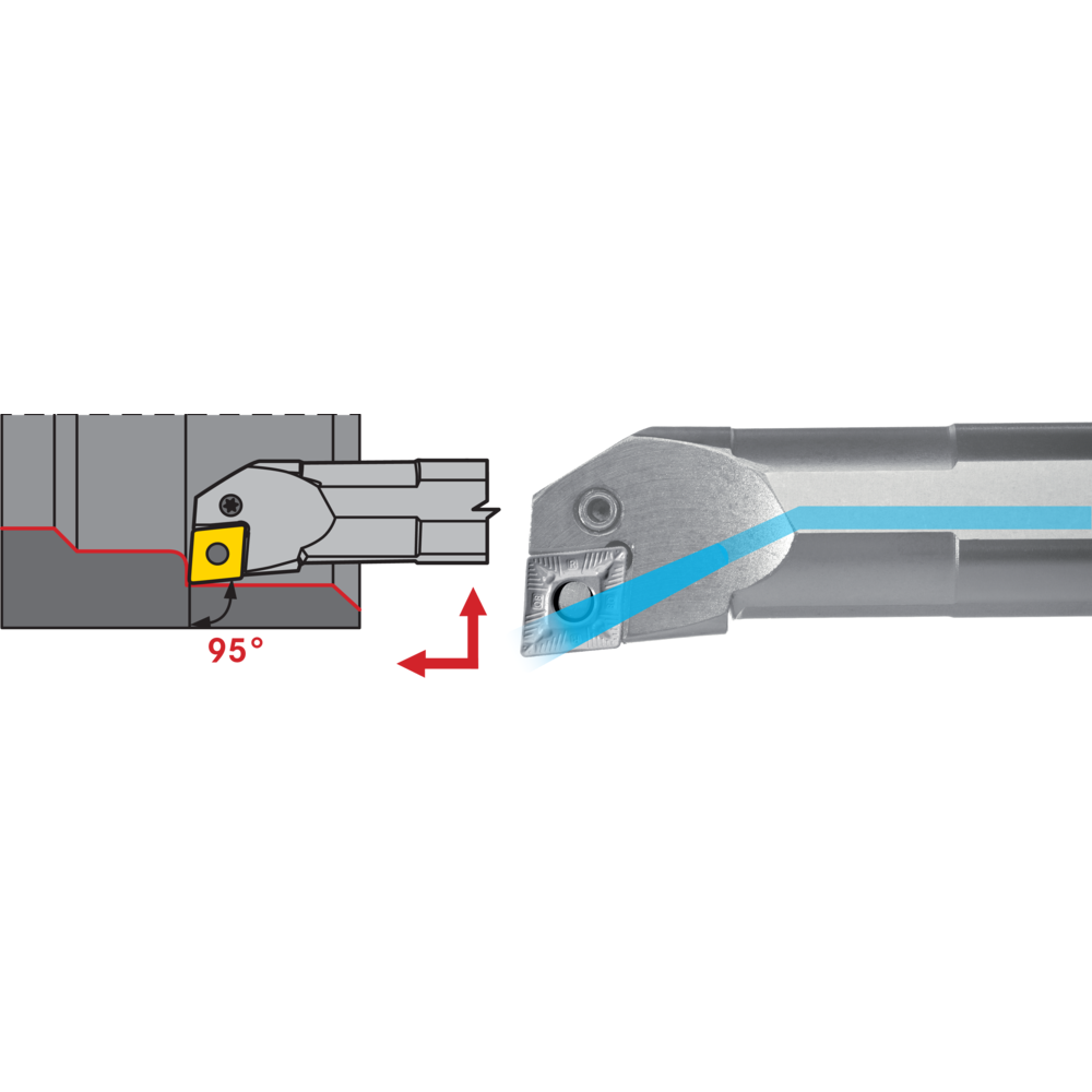 Boring bar A25R PCLN-R-12 setting angle 95°, for turning inserts CNM.1204.., IC