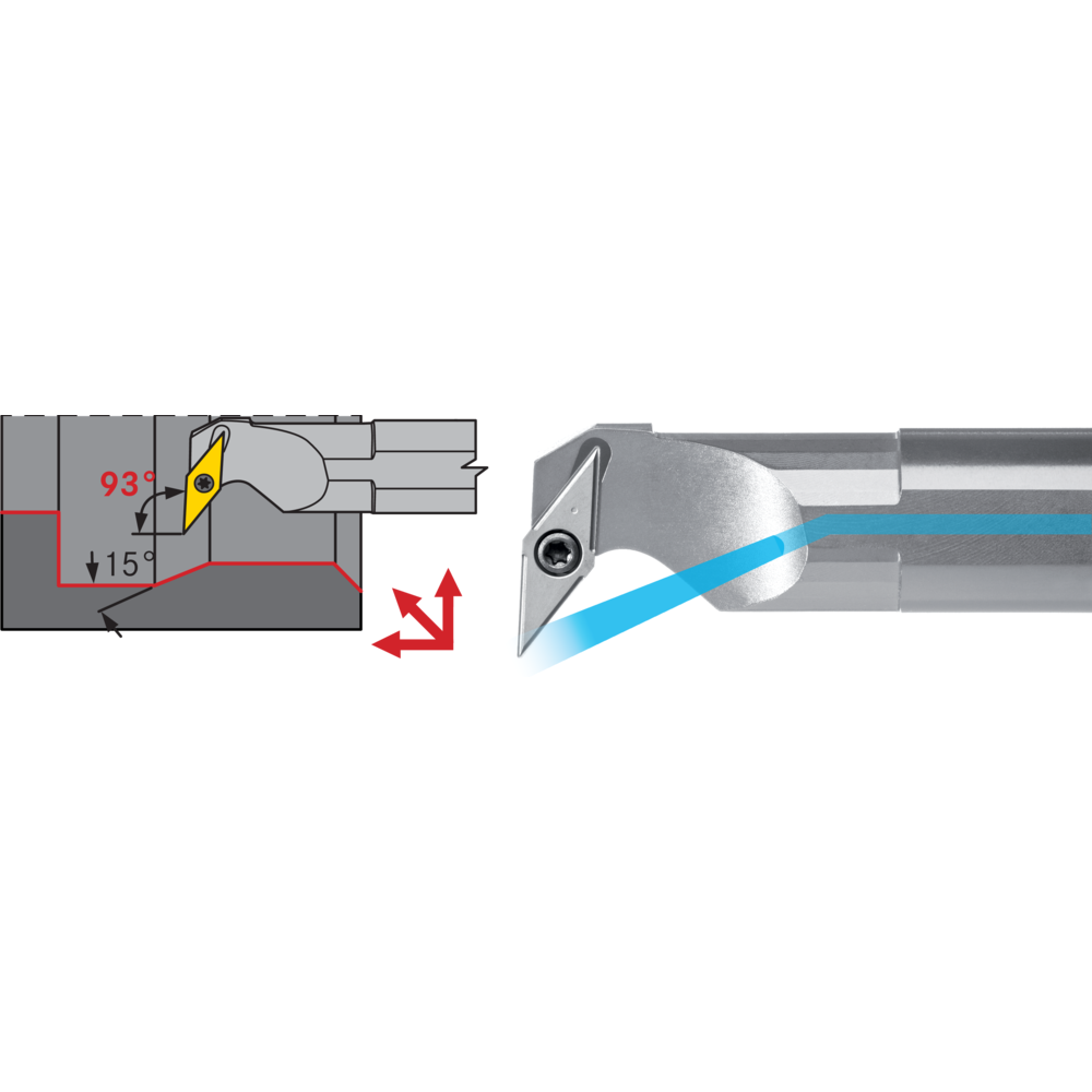 Boring bar S25T SVUB-L-16 setting angle 93°, for turning inserts VBM.1604..