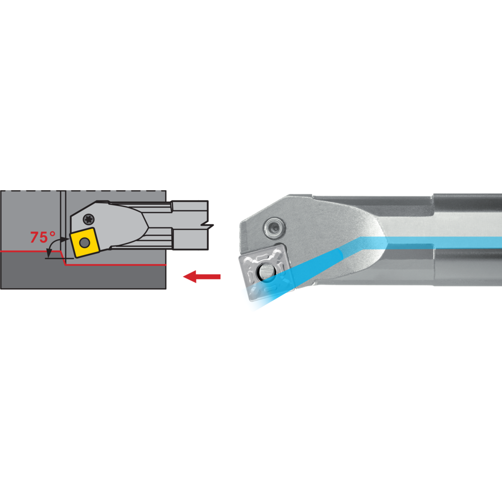 Boring bar A25R PTFN-L-16 setting angle 90°, for turning inserts TNM.1604.., IC