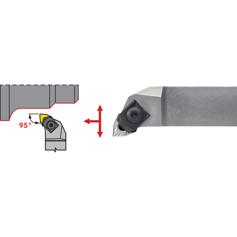 Tool holder MWLN-L 2020 K08, setting angle 95°, for turning inserts WNM.0804..