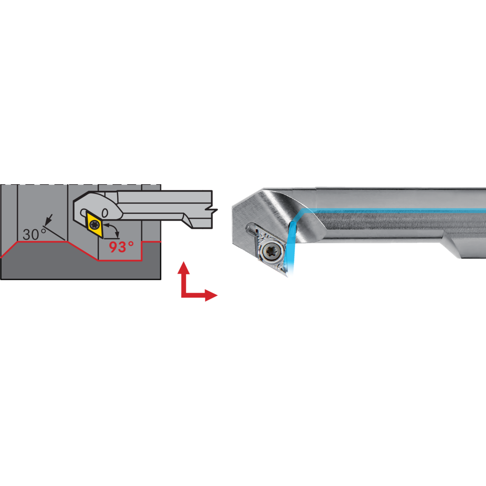 Boring bar A16Q SDXC-R-07 setting angle 93°, for DC.. 0702..