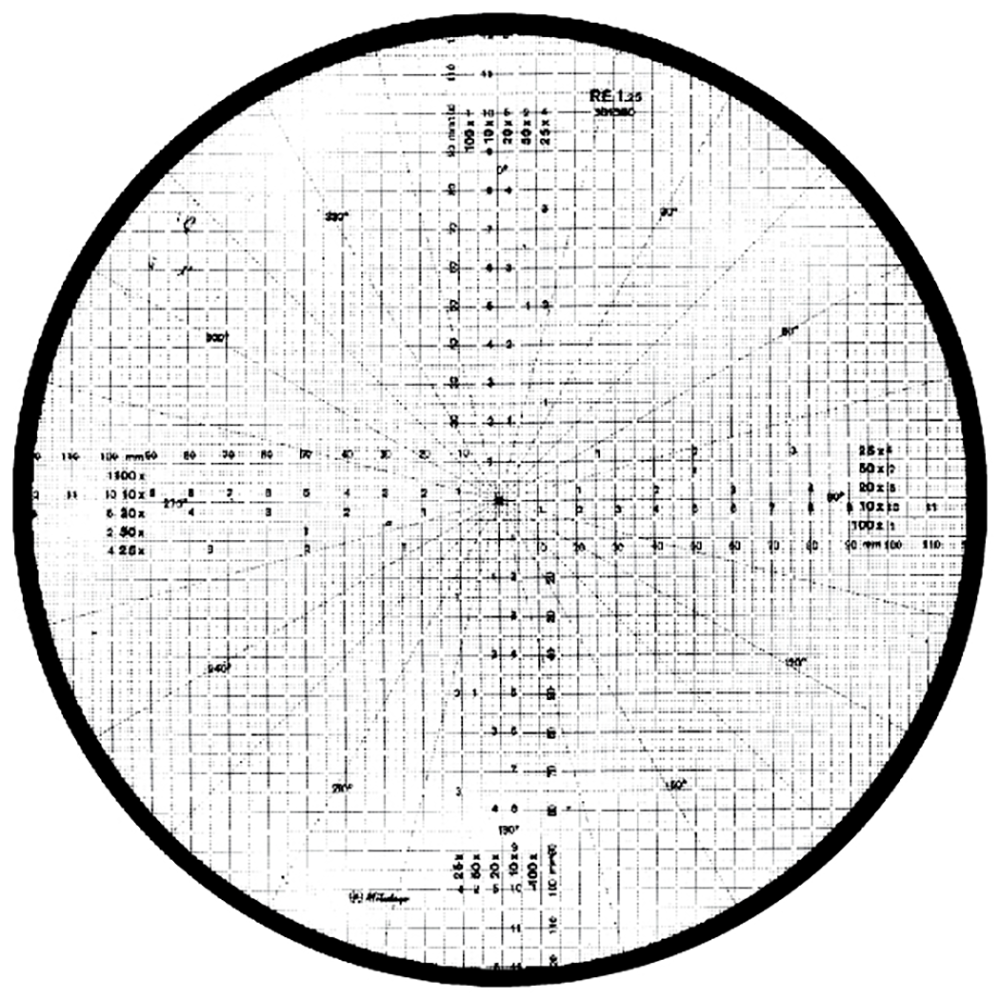 Normmessplatte ø 250mm, Typ RE (Liniennetz rechtwinklig)