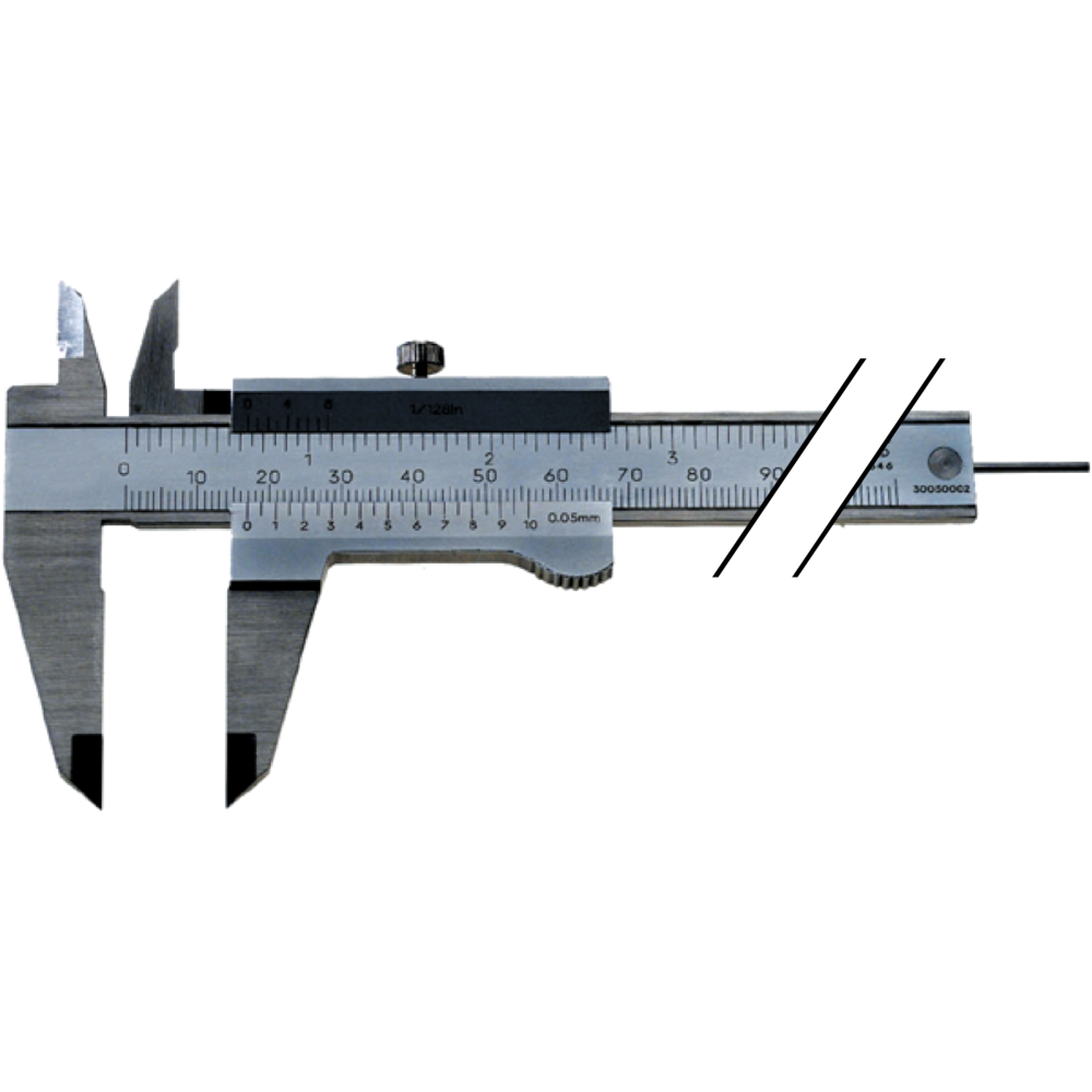 Vernier callipers 150 mm (1/128x0.05 mm) locking screw on top, round depth bar