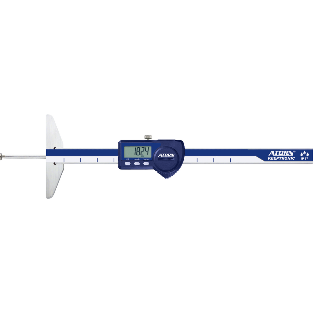 Digital sliding depth gauge 100mm (0.01mm) IP67, with 3 measuring inserts