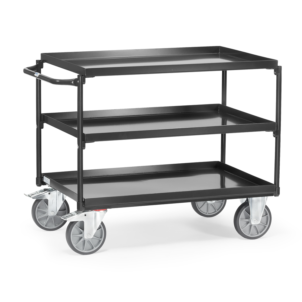 Table trolley 850x500 mm, 3 trays, supported load 400 kg, RAL7016