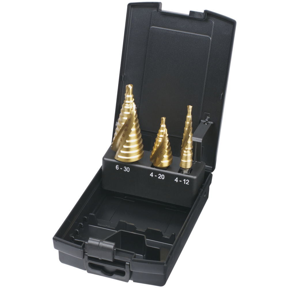 Step drill HSS No. 1-3, Ø4-30mm, 3-pcs. (steel/cast iron) TiN