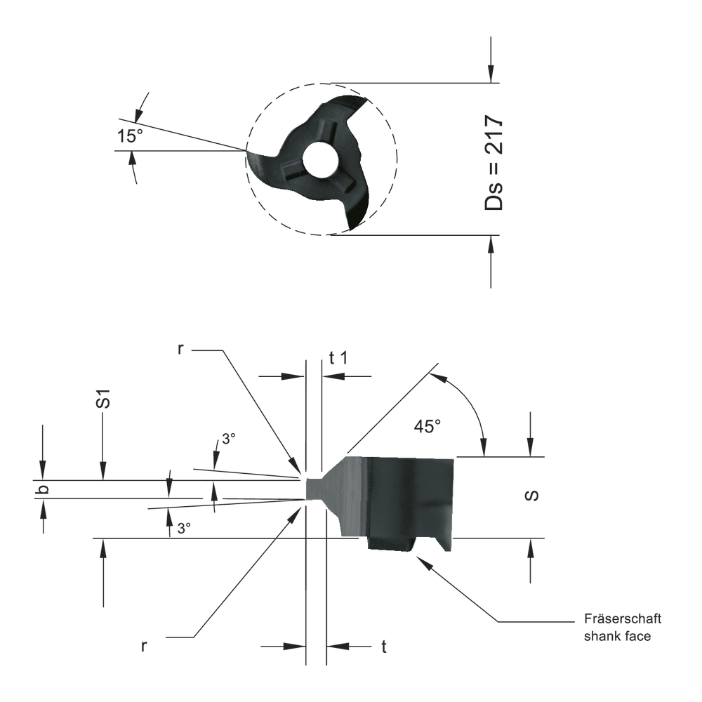 Cutting insert Z22.2617.45 with chamfer for circlip slot 2,65mm t=1,75mm HC8620