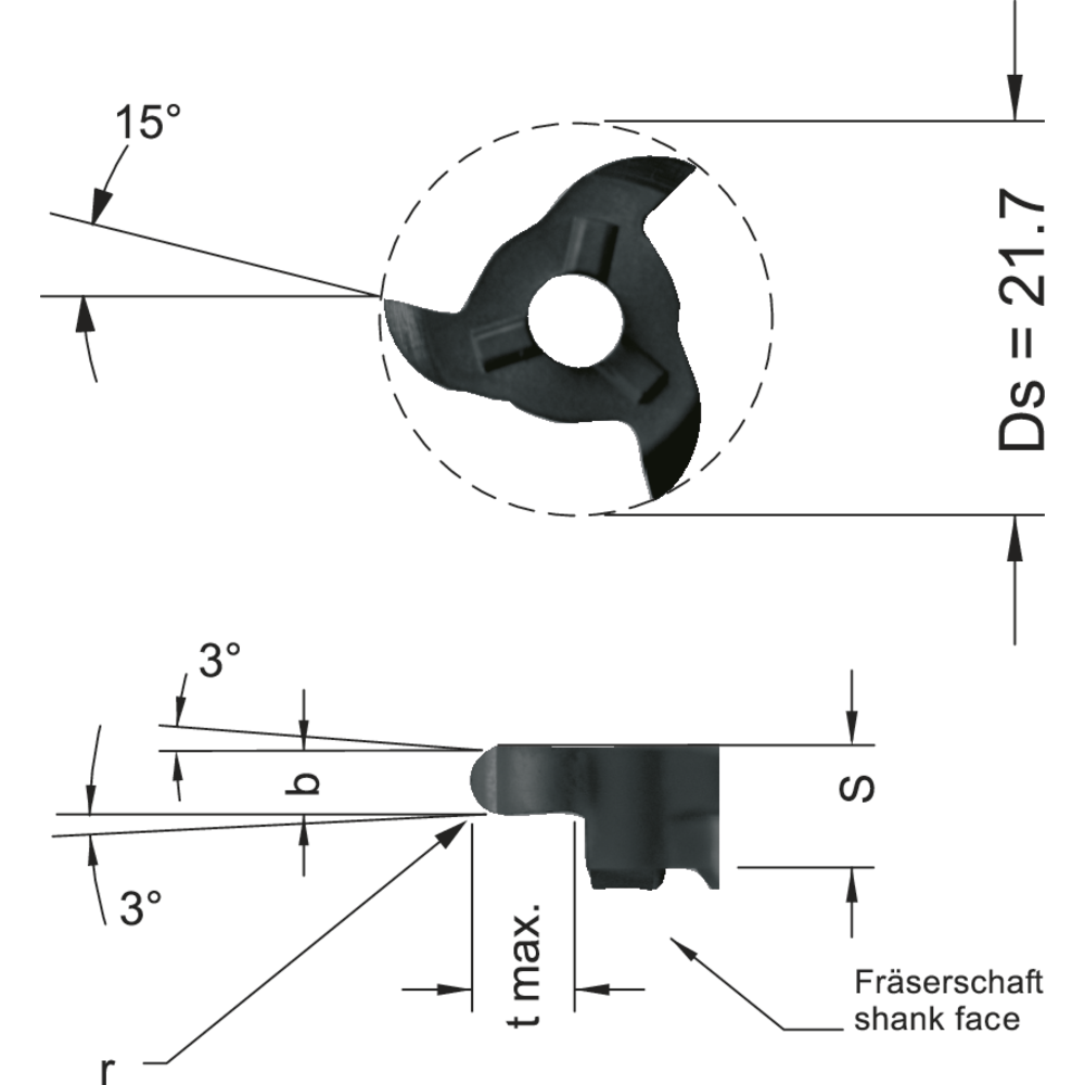 Cutting insert Z22.0005.10 full radius grooves b=1/tmax=4,5mm HC8620