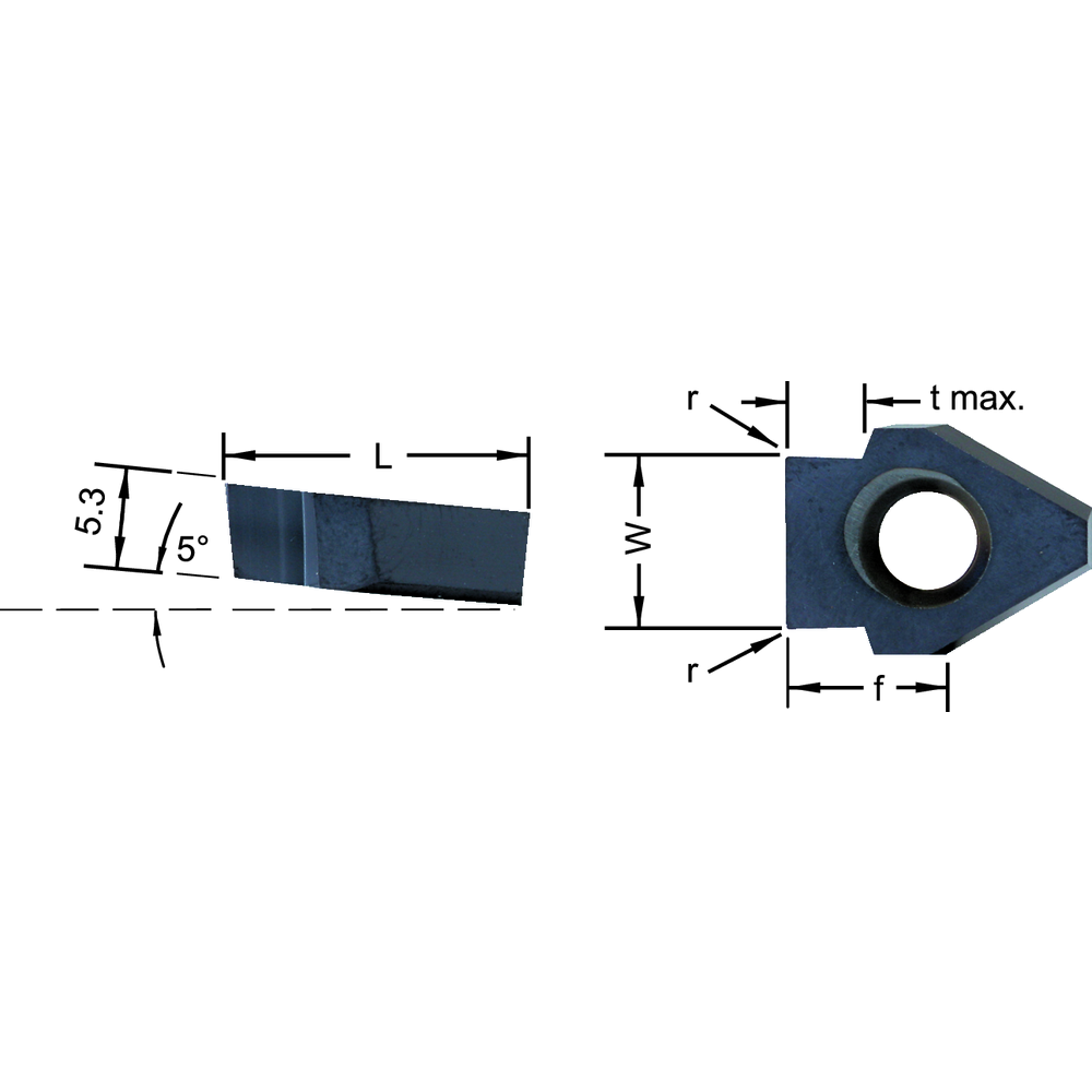 Cutting insert NV10.030D.02 for groove DIN6885 D9 3x1.8mm (holder NHV.10)