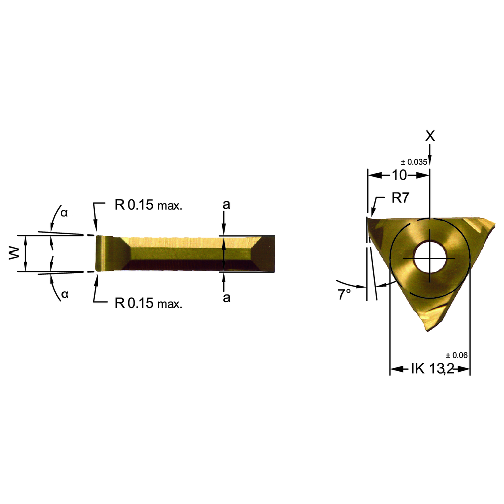 Cutting insert DED.0050.00-D AL41F for DIN 471/472 0.5 mm retaining grooves