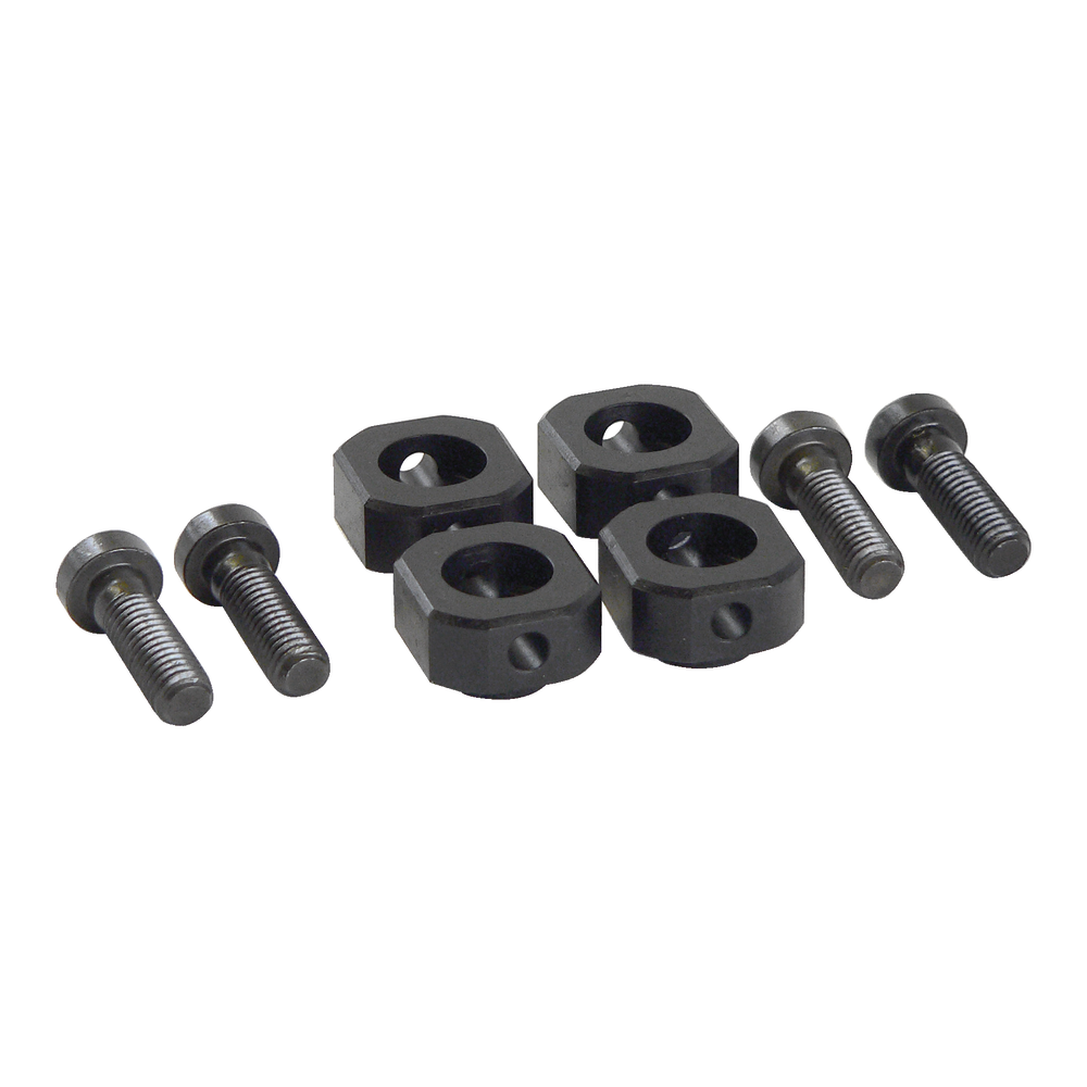 Round clamping heads (4x) with 4 screws