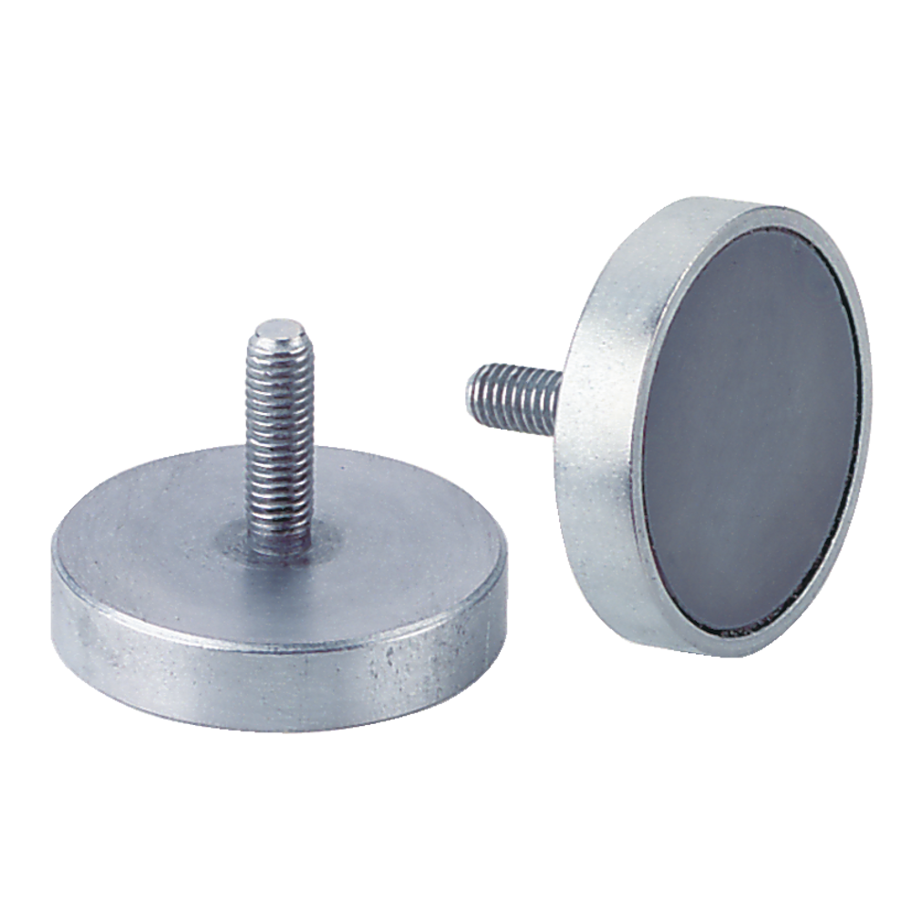 Pan-head pot magnet with externally threaded pin, 16mm M3