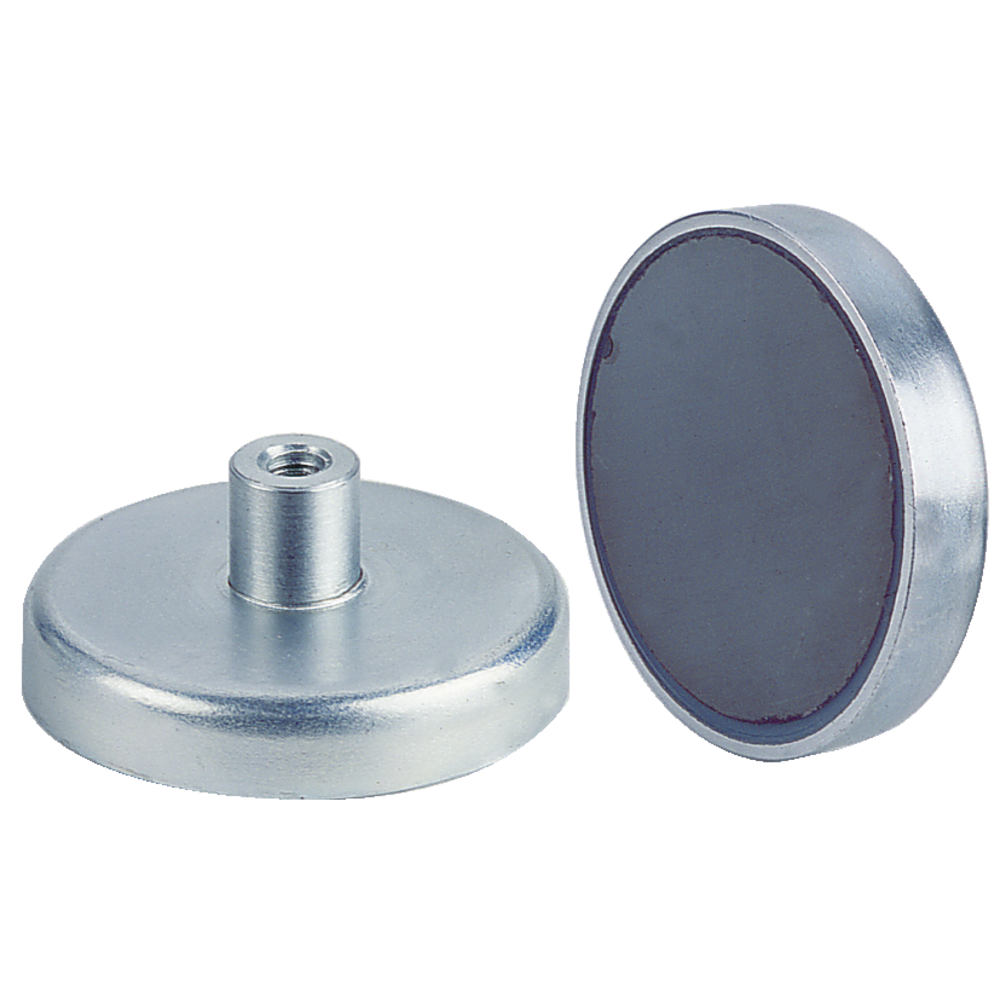 Pan-head pot magnet with internally threaded pin, 10mm M3