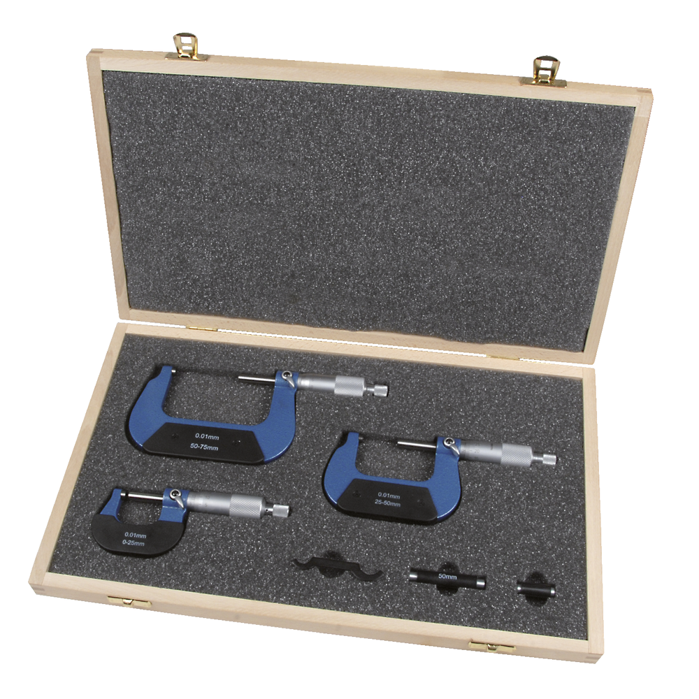Outside micrometers 0-75mm (0,01mm) with ratchet