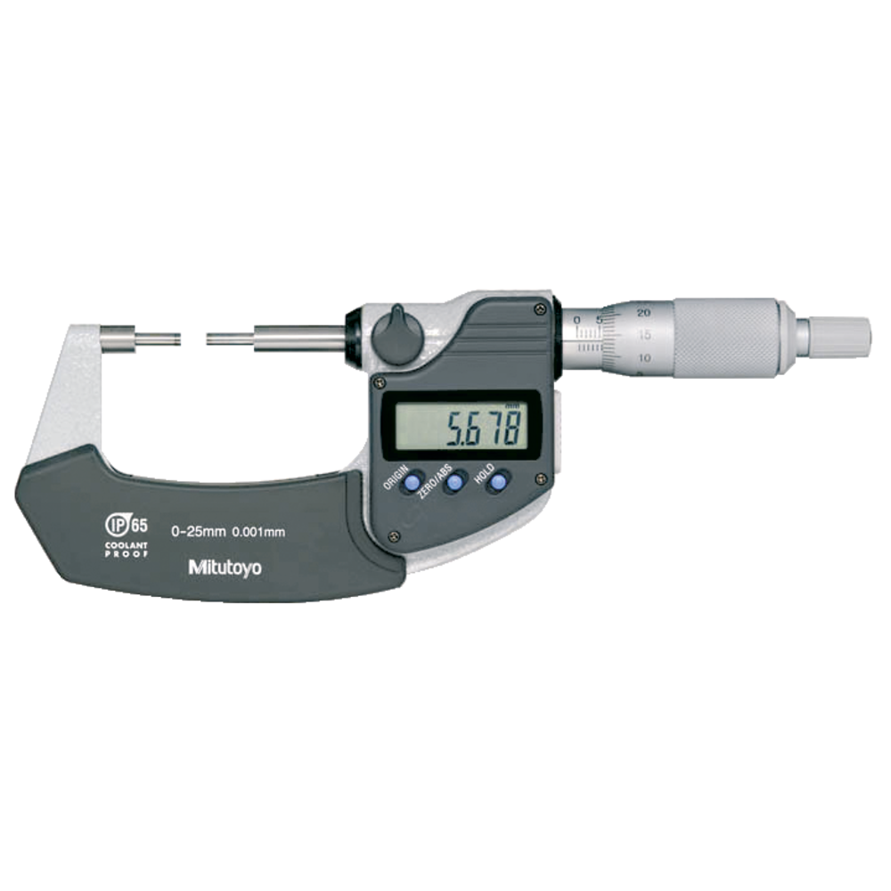 Digital outside micrometer 0-25mm D3 (0,001mm) IP65, measuring faces 10x3mm