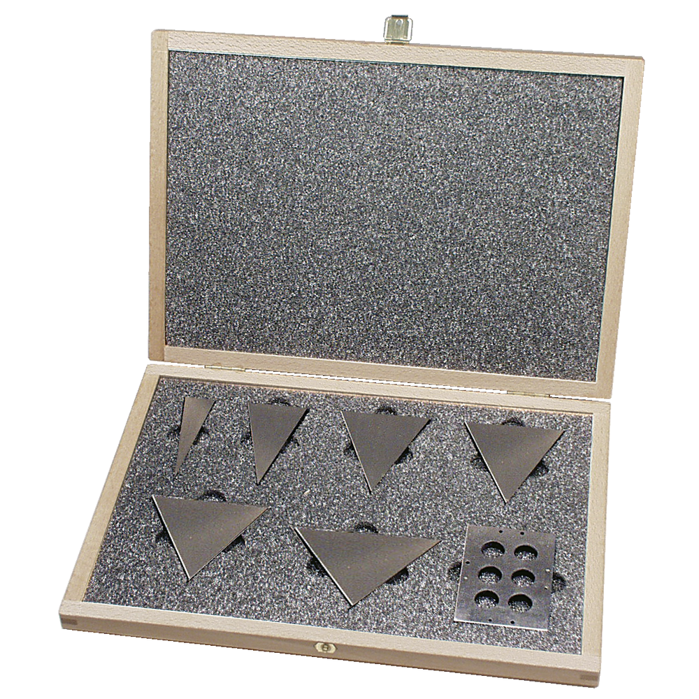 Angle gauge block set, 7-pc., accuracy 1 steel