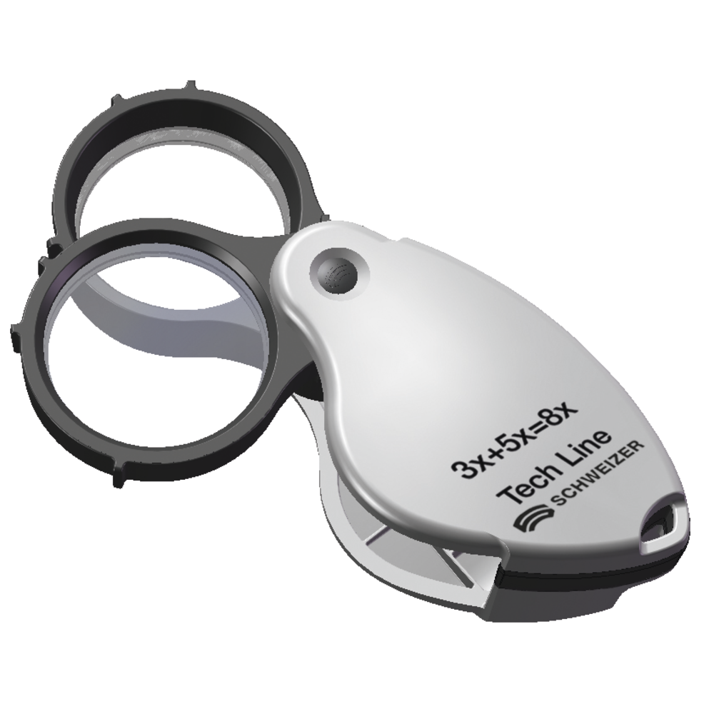 Tech-Line biconvex folding magnifier 38mm, 3x/5x/8x