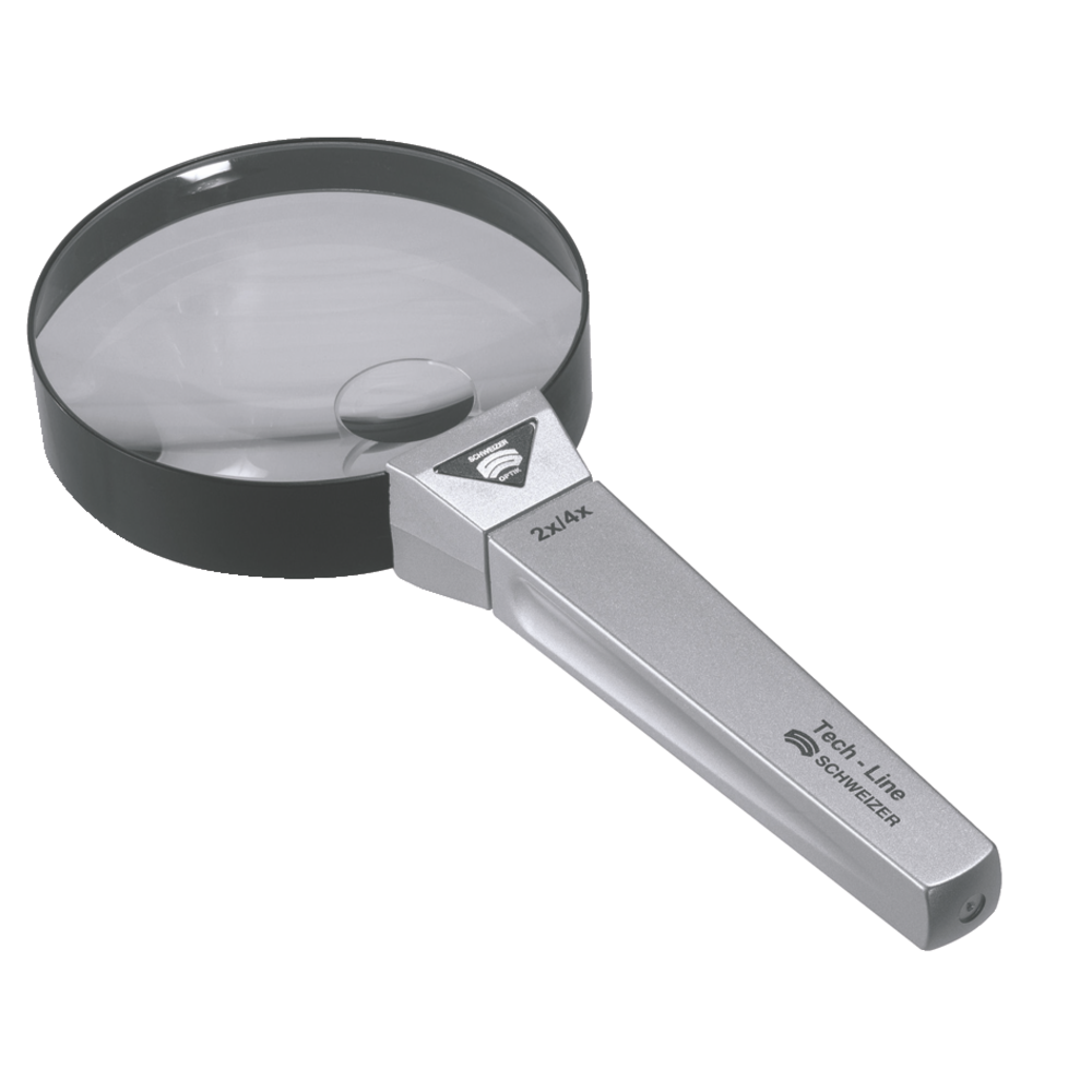 Tech-Line hand-held magnifier 28mm, 10x magnification, with metal handle