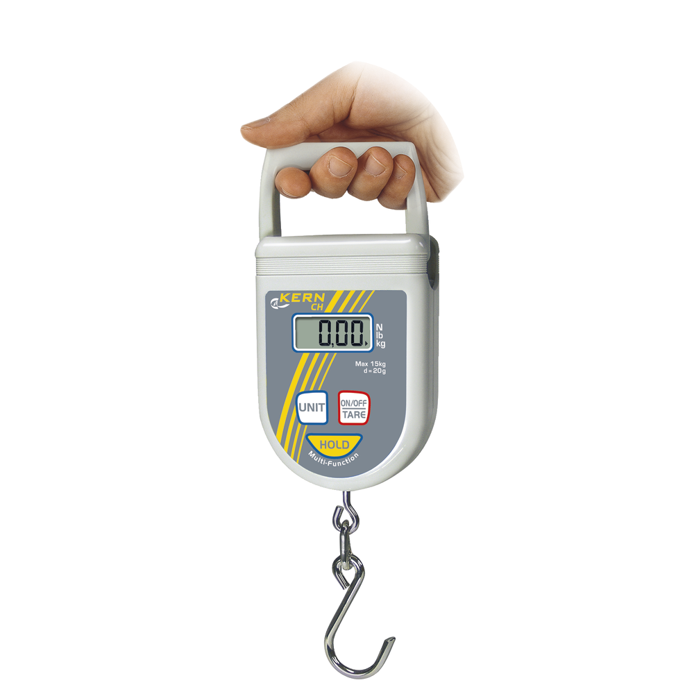 Hanging scales, electronic CH weighing range max. 15kg (readings 20g)