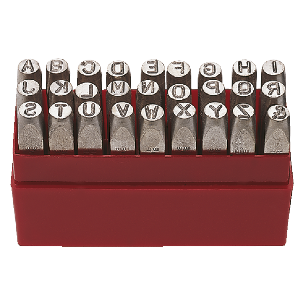 Hand punch, normal type, typeface height 1mm (letters A-Z,&)