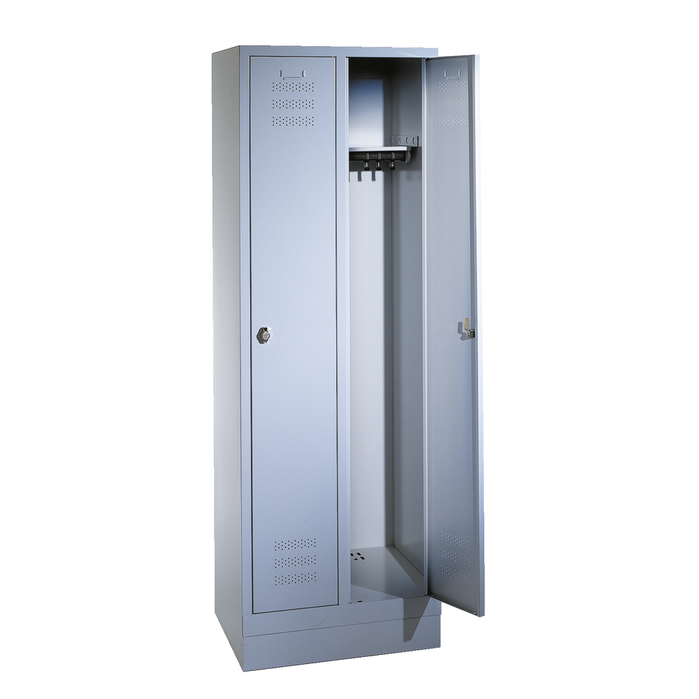 Basic locker WxDxH: 610x500x1800mm 2 compartments, with base RAL7035