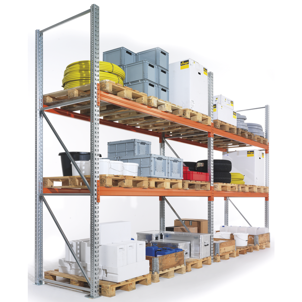 Pallet complete shelving unit 2700x5655x1100mm 12 pallet storage pl., galvanised