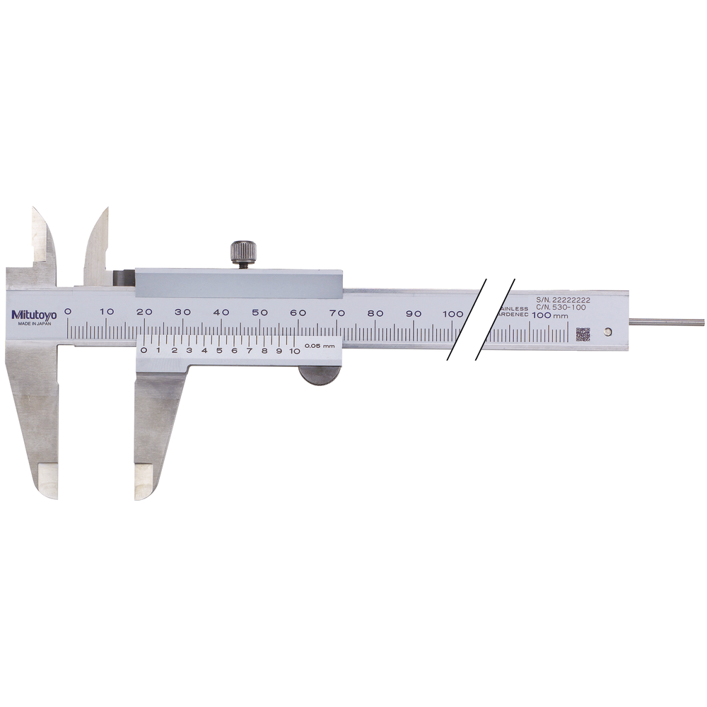 Messschieber 100mm (0,05mm) mit rundem Tiefenmaß ø1,9mm