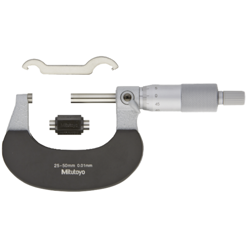 Outside micrometer 25-50mm (0,01mm) sturdy, with ratchet