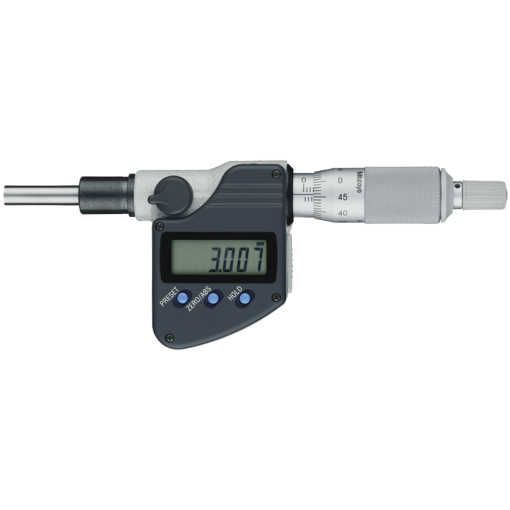 Micrometer head, digital 0-25mm (0,001mm) IP65 flat, carbide-tipped, 12mm