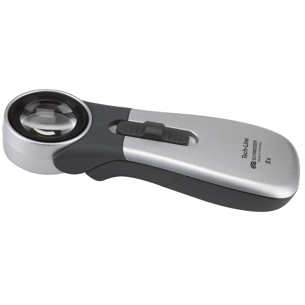 Hand-held illuminated magnifier 10x aplanatic