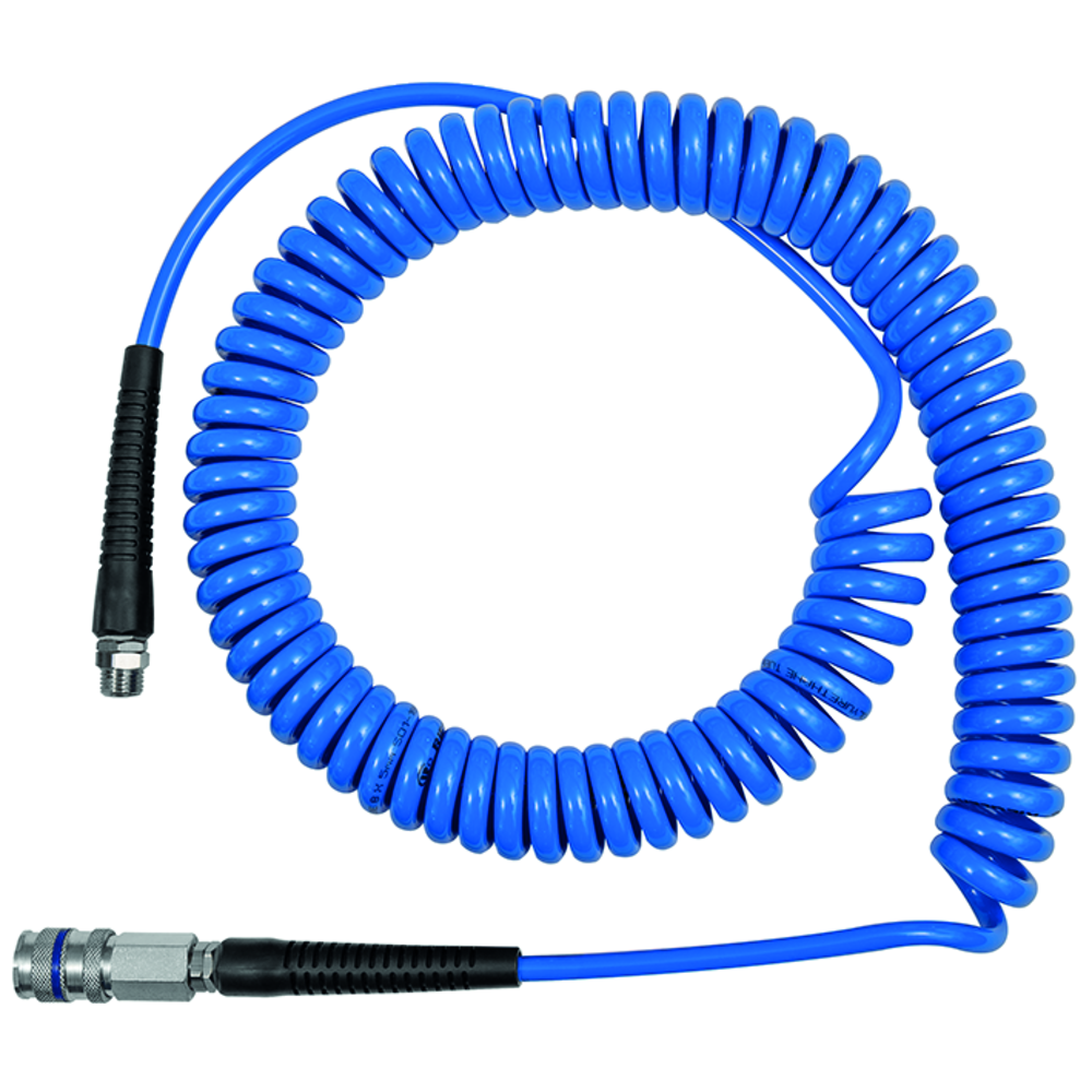 Spiral hose coupling set, steel coupling, PU, hose ø 8x5, length 3.0 m