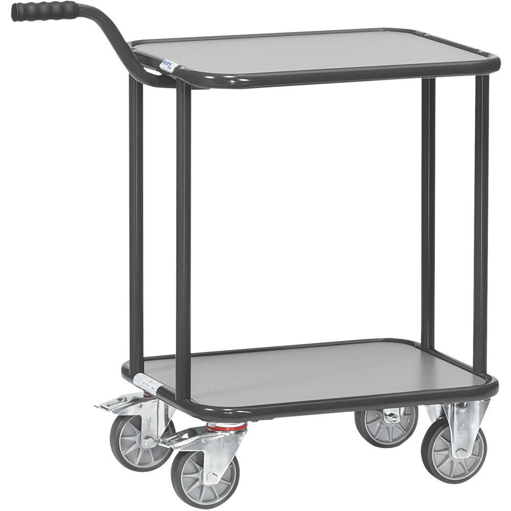 Dolly, supported load 200 kg, 2 shelves, 4 wheels, RAL7016