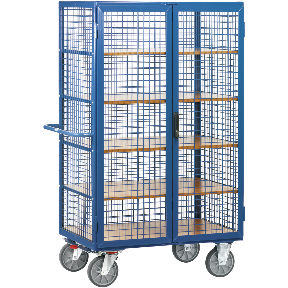 Box trolley with mesh panels, 1170x745x1792, RAL5007