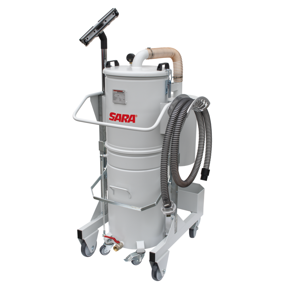 Compr. air swarf and emulsion vacuum cleaner, 80 ltr, incl. floor cleaning set
