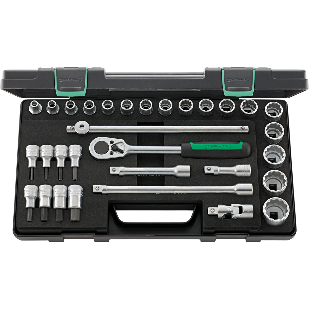 Socket set 1/2", 31-pc. in sheet metal case