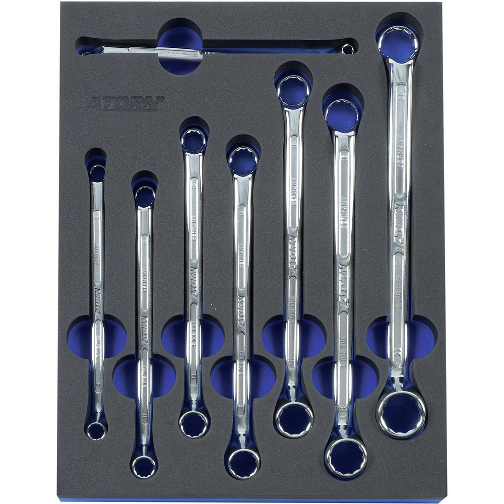 Modular hard-foam inlay, double-end ring spanner set, 8-piece