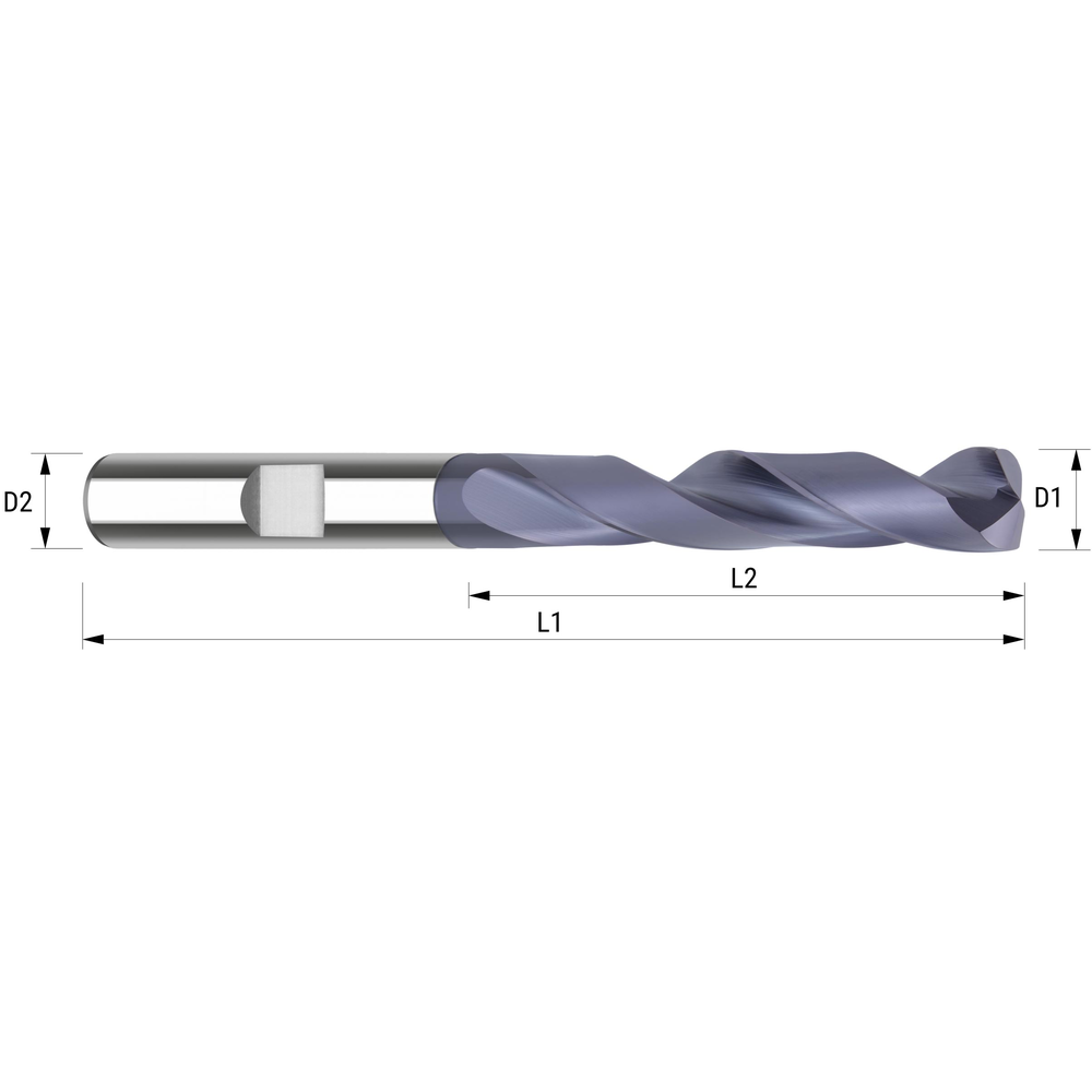 Spiralbohrer VHM DIN6537 5xD ø3,3mm TIALN-beschichtet