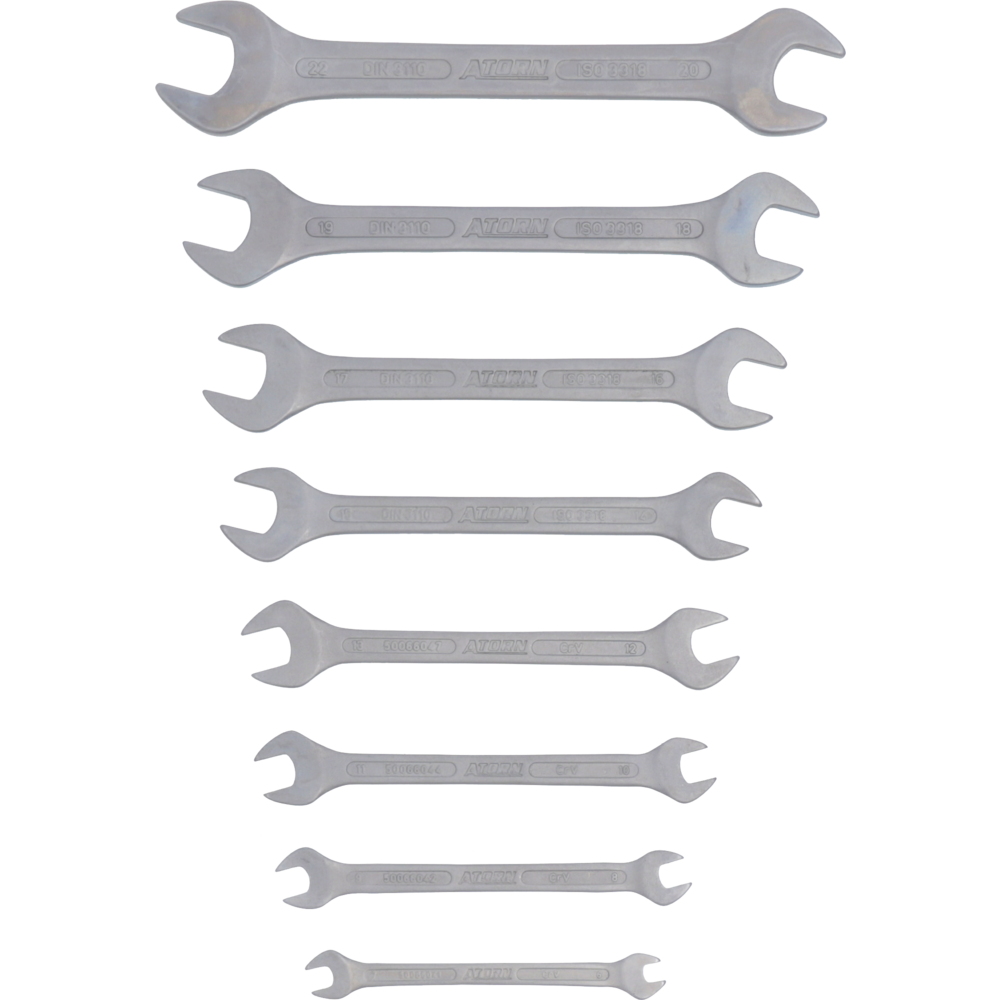 Double open-end spanner DIN3110, 6x7mm to 20x22mm) 8-pcs.