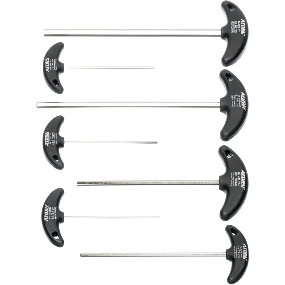Hexagonal screwdriver set 7-pc. 2-8mm with T-handle, 100-200mm