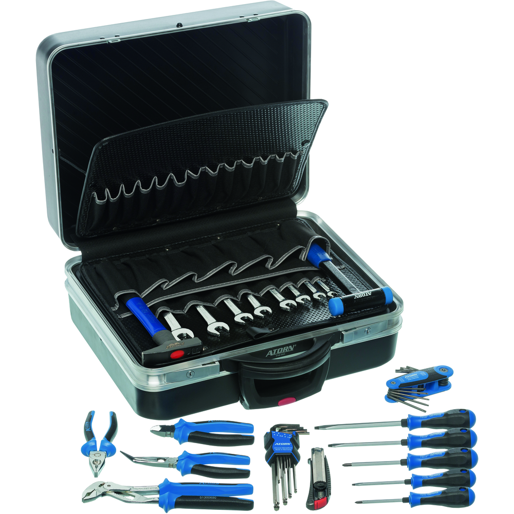 Tool case with wheels, equipped with 38 pcs.